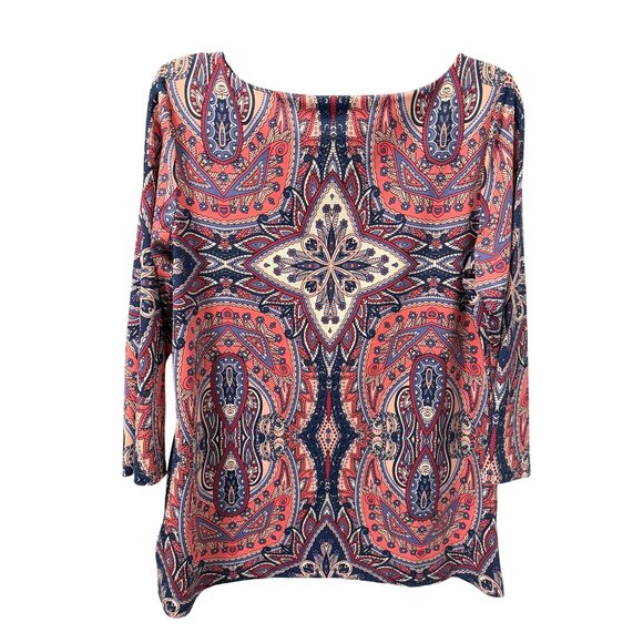 Charter Club Shirt Sz M Paisley Print 3/4 Sleeve Knit Top Soft Modal Blend Blou - Picture 12 of 12